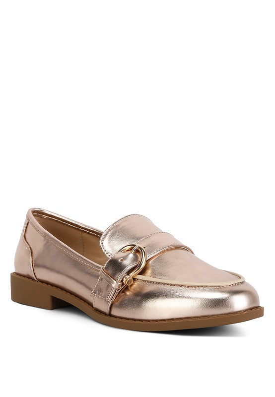 Haruka Metallic Faux Leather Loafers - 1985 the VAULT Boutique