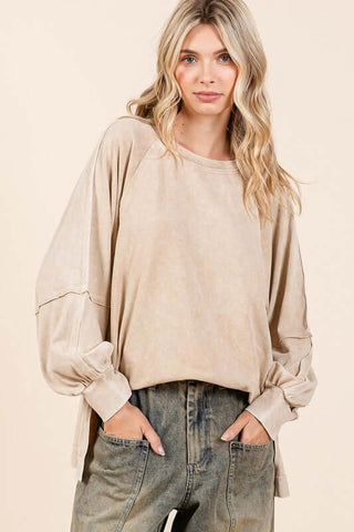 Mittoshop Mineral Wash Raglan Long Sleeve Oversized Top - 1985 the VAULT Boutique