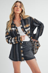 Aem+Co Curved Hem Plaid Button Up Shirt - 1985 the VAULT Boutique