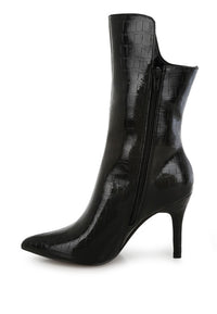 Kultrus Croco Stiletto Heel Mid-Calf Boots - 1985 the VAULT Boutique