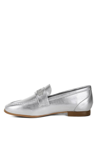 Eden Ode Rhinestone Strap Metallic Loafers - 1985 the VAULT Boutique