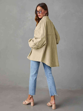 Dropped Shoulder Raw Hem Jacket - 1985 the VAULT Boutique