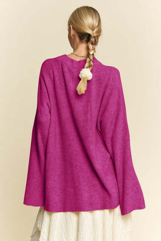 Davi & Dani High-Low Round Neck Drop Shoulder Sweater - 1985 the VAULT Boutique