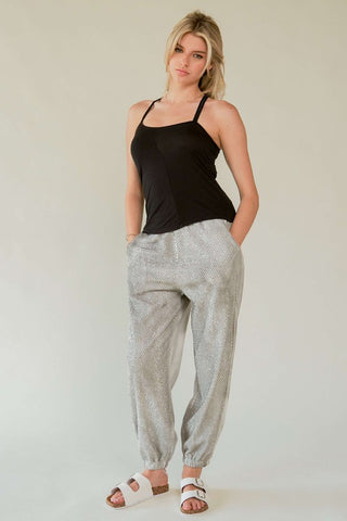 Davi & Dani Rhinestone Elastic Waist Joggers - 1985 the VAULT Boutique