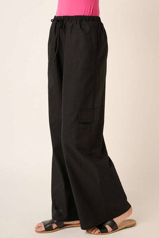 Mittoshop Linen Wide Leg Elastic Waist Cargo Pants - 1985 the VAULT Boutique