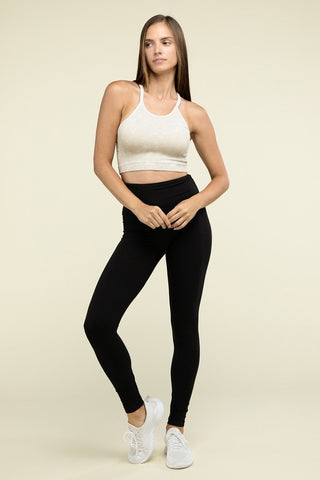 Basic Washed Ribbed Seamless Cropped Cami Top - 1985 the VAULT Boutique