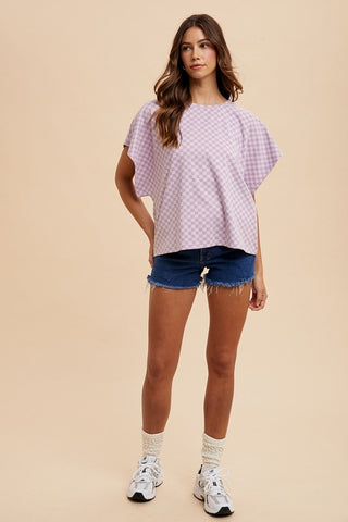 Annie Wear Checkered Round Neck Short Sleeve T-Shirt - 1985 the VAULT Boutique