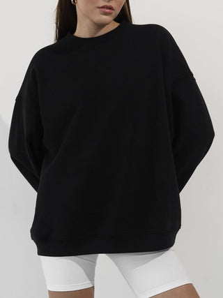 Basic Round Neck Dropped Shoulder Long Sleeve Sweatshirt - 1985 the VAULT Boutique