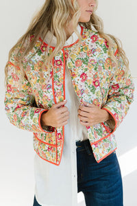 Floral Button Up Long Sleeve Winter Coat - 1985 the VAULT Boutique