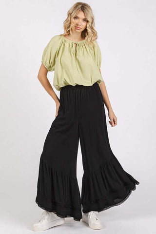 Mittoshop Lace Ruffle Asymmetric Hem Wide Leg Pants - 1985 the VAULT Boutique