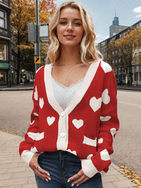 Heart Button Up Dropped Shoulder Long Sleeve Cardigan - 1985 the VAULT Boutique