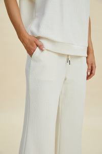 Double Take Full Size Pearl Detail Round Neck Top and Pants Set - 1985 the VAULT Boutique