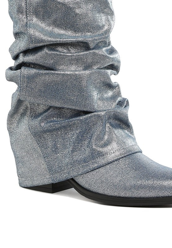 Capella Fold-Over Slouchy Denim Boot - 1985 the VAULT Boutique