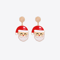 Rhinestone Alloy Santa Earrings - 1985 the VAULT Boutique