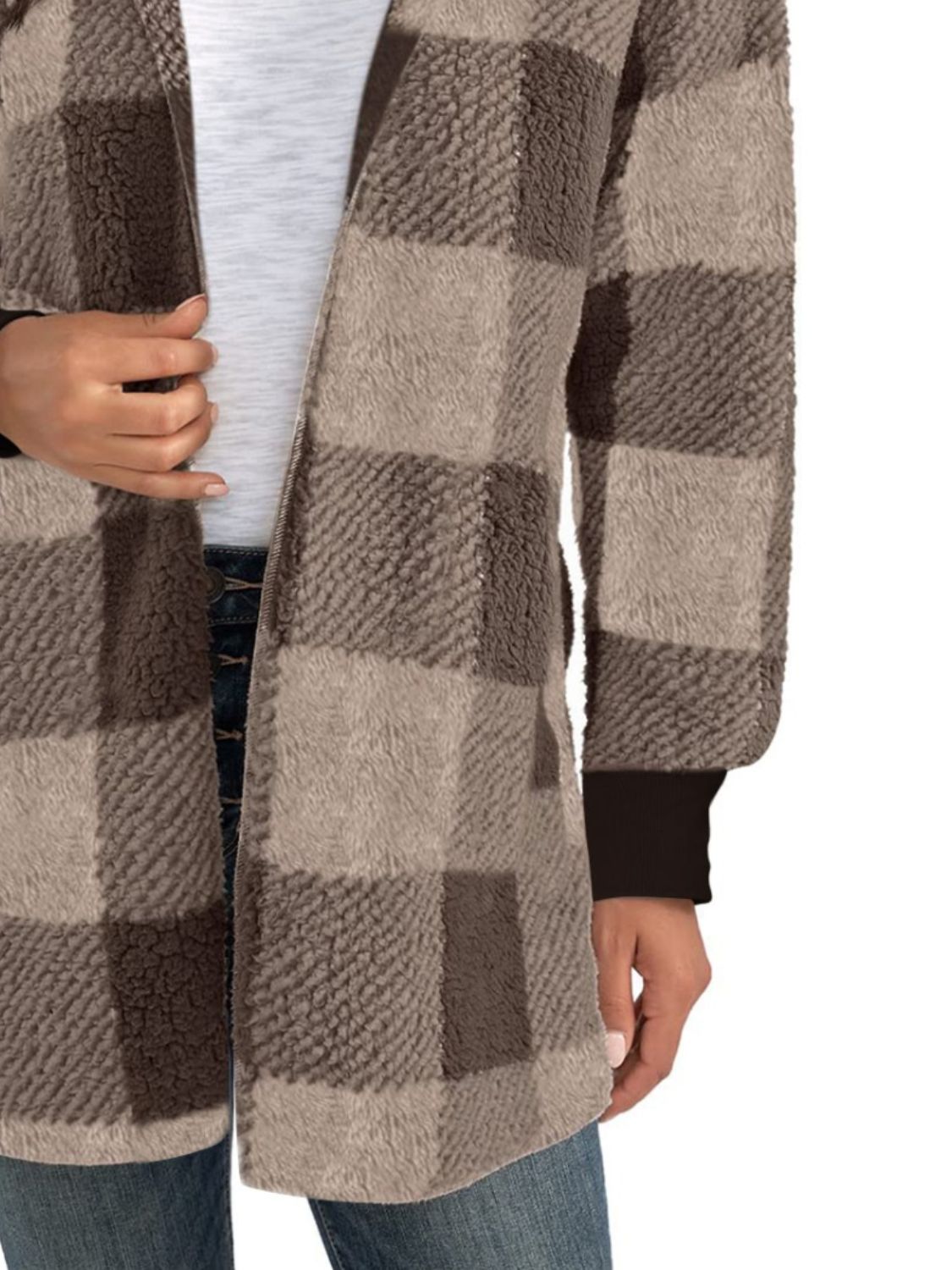 Plaid Long Sleeve Hooded Coat - 1985 the VAULT Boutique