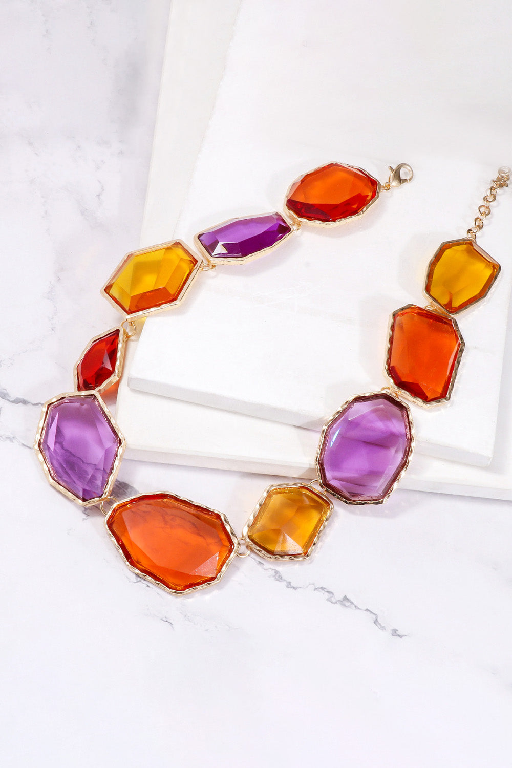 Geometrical Shape Zinc Alloy Frame Resin Necklace - 1985 the VAULT Boutique