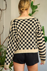 Contrast pattern sweater cardigan - 1985 the VAULT Boutique