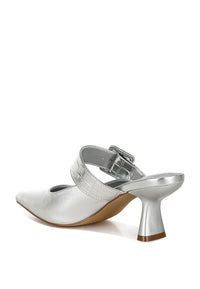 Bismi Large Buckle Kitten Heel Mules - 1985 the VAULT Boutique