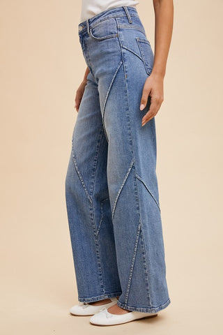 Annie Wear Decorative Seams Wide Leg Jeans - 1985 the VAULT Boutique