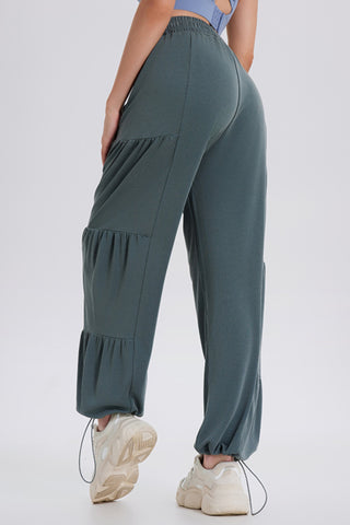 Basic Bae Drawstring Elastic Waist Ruched Joggers - 1985 the VAULT Boutique