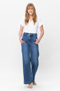 Judy Blue Full Size Double Button Wide Leg Jeans - 1985 the VAULT Boutique