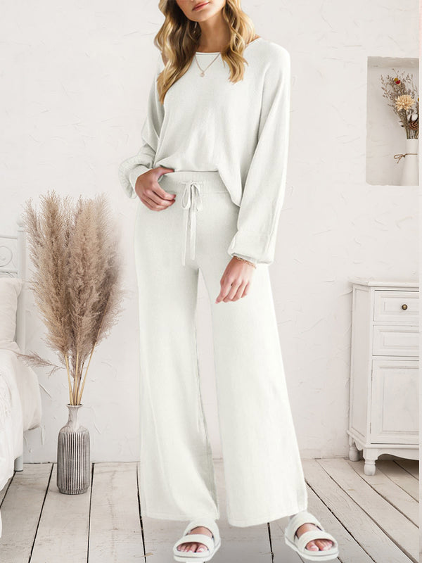 Long Sleeve Lounge Top and Drawstring Pants Set - 1985 the VAULT Boutique