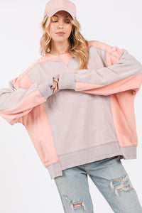 SAGE + FIG Color Block Round Neck Sweatshirt - 1985 the VAULT Boutique