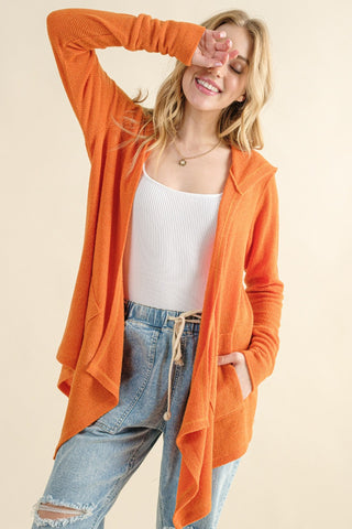 And The Why Full Size Thermal Hooded Open Front Cardigan with Pockets - 1985 the VAULT Boutique