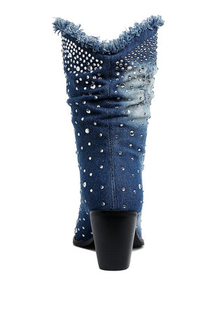 Savant Diamante & Rhinestones Denim Boots - 1985 the VAULT Boutique