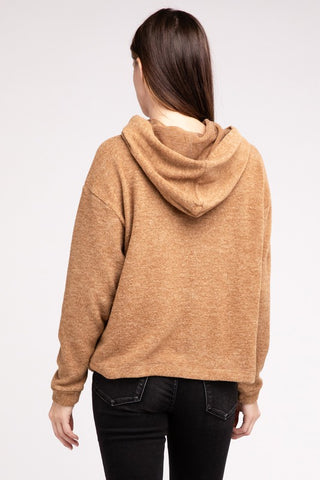 Hooded Brushed Melange Hacci Sweater - 1985 the VAULT Boutique