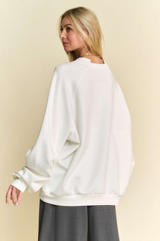 Davi & Dani Round Neck Raglan Sleeve Sweatshirt - 1985 the VAULT Boutique