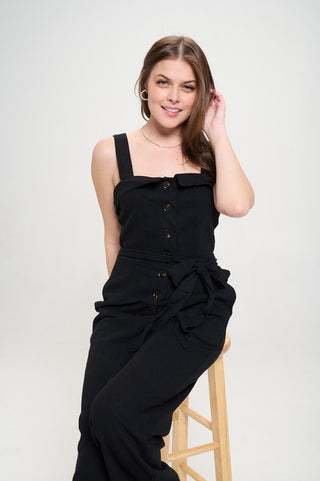 SLEEVELESS ADJUSTABLE STRAP BUTTON DOWN JUMPSUIT - 1985 the VAULT Boutique