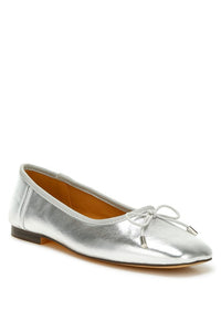 Primrose Metallic Pleather Bow Ballerinas - 1985 the VAULT Boutique