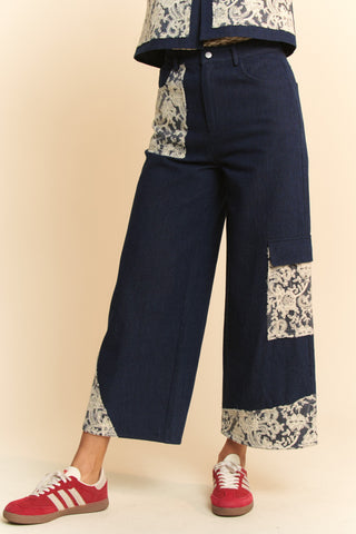 Davi & Dani Lace Applique Wide Leg Jeans - 1985 the VAULT Boutique