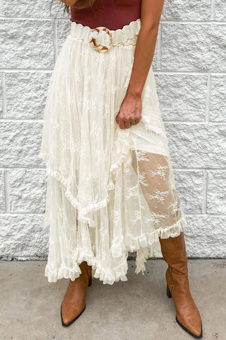 Sheer Lace Tiered Midi Skirt - 1985 the VAULT Boutique