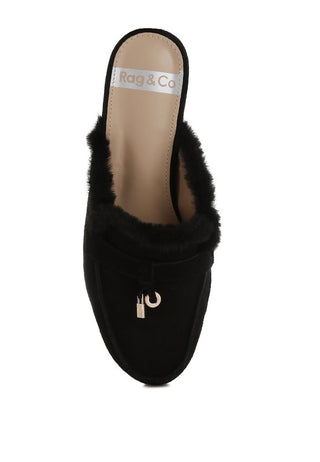 Bosnia Suede & Faux Fur Slip On Mules - 1985 the VAULT Boutique