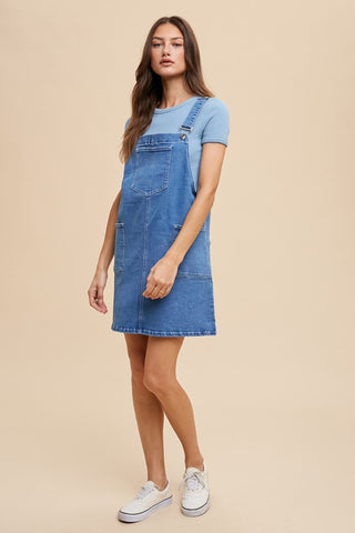 Annie Wear Wide Strap Denim Overall Dress with Pockets - 1985 the VAULT Boutique