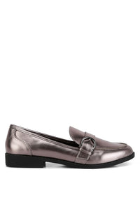 Haruka Metallic Faux Leather Loafers - 1985 the VAULT Boutique