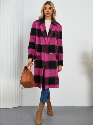 Plaid Double-Breasted Long Sleeve Coat - 1985 the VAULT Boutique