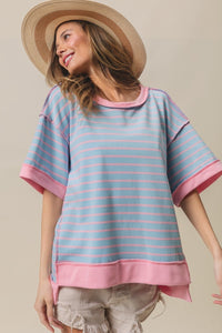 BiBi Exposed Seam Stripe Contrast T-Shirt - 1985 THE VAULT