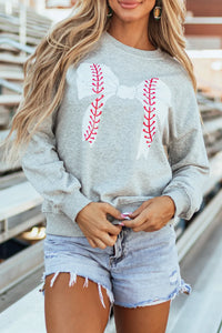 Bow Graphic Round Neck Long Sleeve Sweatshirt - 1985 the VAULT Boutique