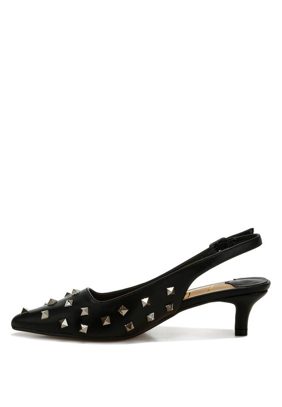 Hegron Stud Embellished Kitten Heels - 1985 the VAULT Boutique