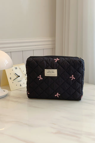 Bow Embroidered Quilted Storage Bag - 1985 the VAULT Boutique