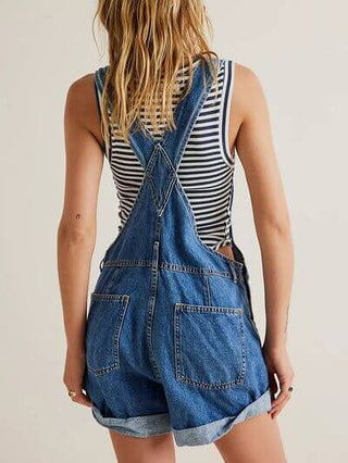 Wide Strap Square Neck Denim Overalls - 1985 the VAULT Boutique