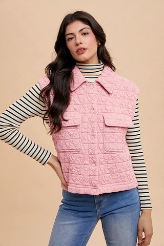 Annie Wear Texture Quilted Snap Down Vest Coat - 1985 the VAULT Boutique