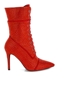 Bitetto Rhinestones Embellished Calf Boots - 1985 the VAULT Boutique