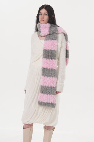 Fuzzy Contrast Striped Scarf - 1985 the VAULT Boutique