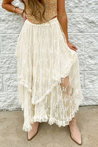 Sheer Lace Tiered Midi Skirt - 1985 the VAULT Boutique