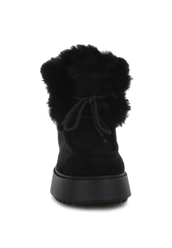Bunting Faux Fur Collar Flatform Boots - 1985 the VAULT Boutique