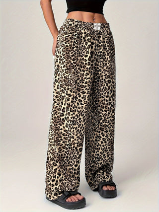 Leopard Wide Leg Pants with Pockets - 1985 the VAULT Boutique